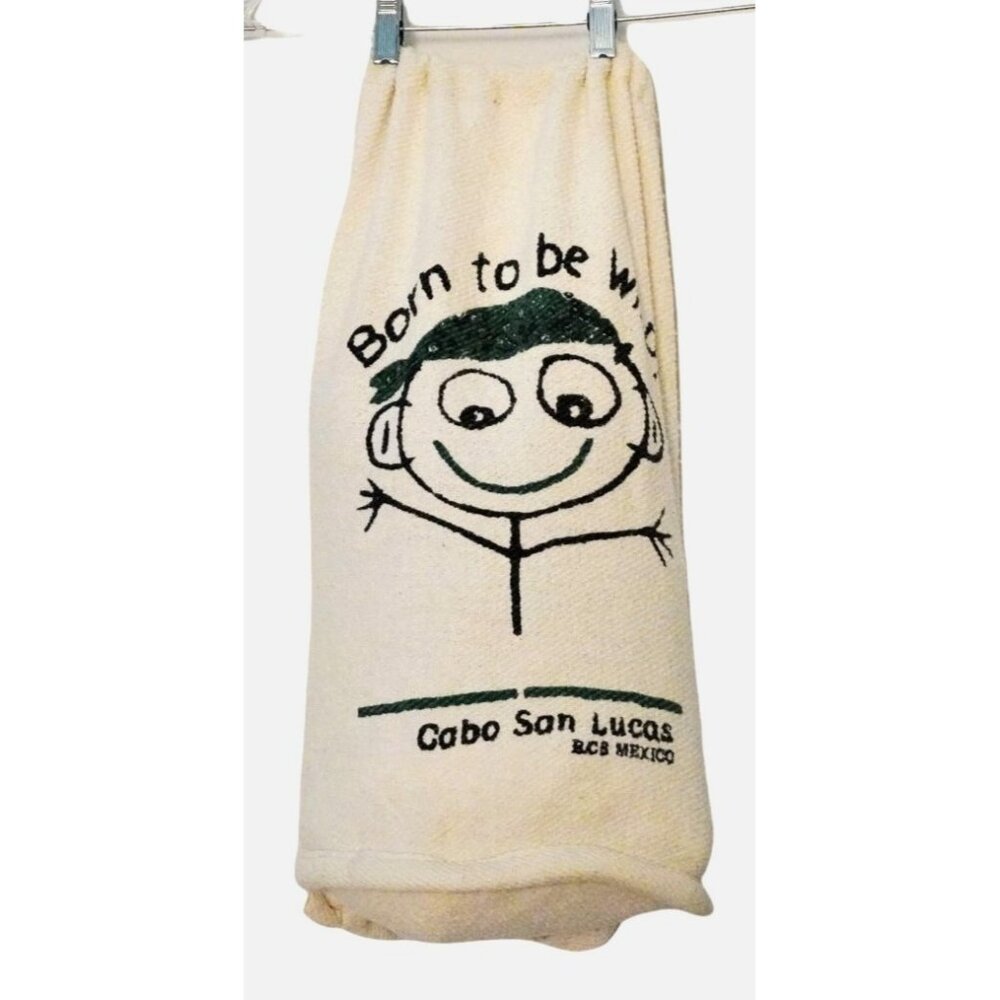 Vintage Cabo San Lucas Born To Be Wild Cotton Tote Drawstring Backpack Boho Hipp